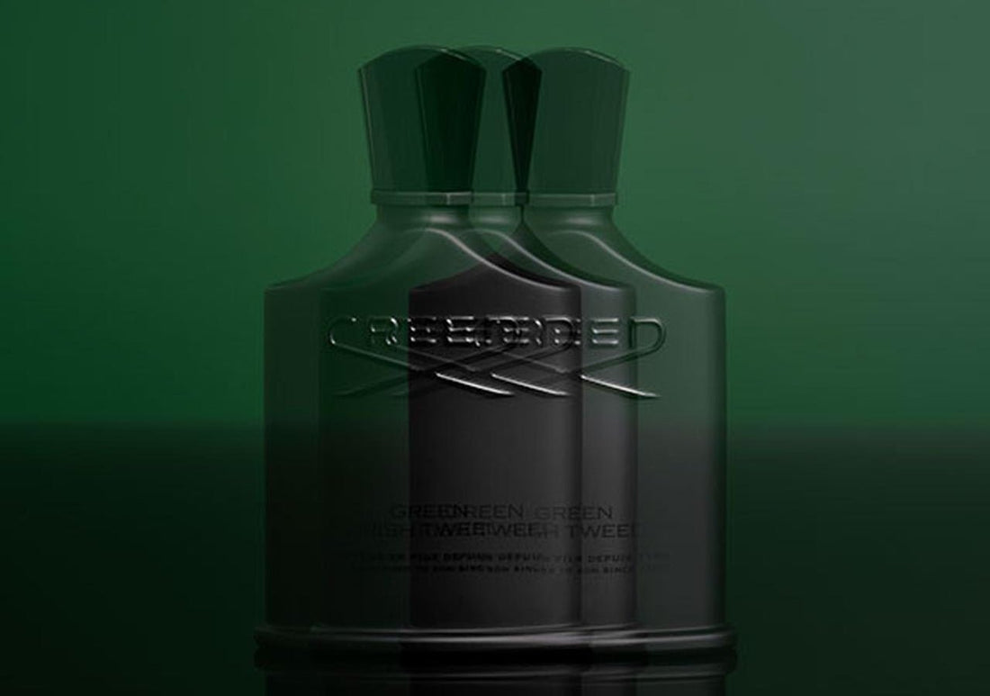 green Irish tweed blurred on a green background