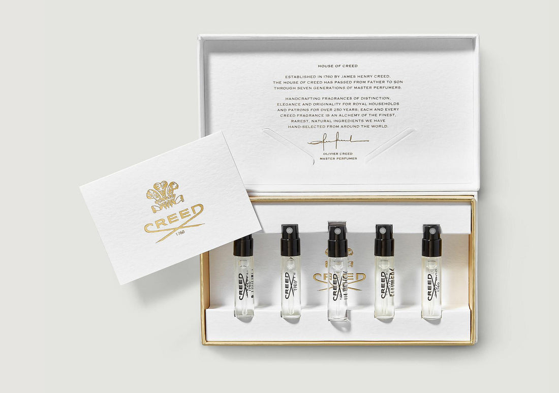 a creed sample set with 5 vials
